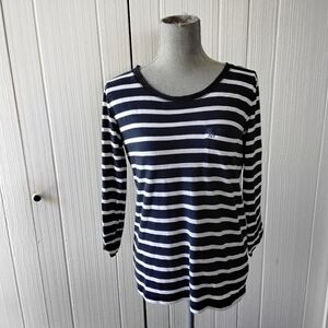 Womens ABERCROMBIE & FITCH Blue And White Striped T-shirt, Size M